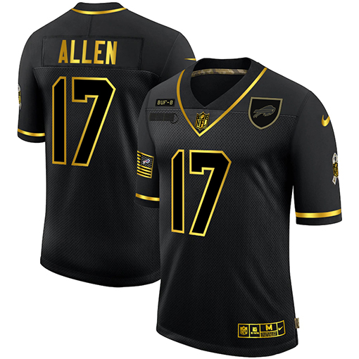 Buffalo Bills #17 Josh Allen Men Nike 2020 Salute To Service Golden Limited NFL black Jerseys
